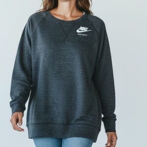 Nike Heather Charcoal Crewneck Sweatshirt with White Logo